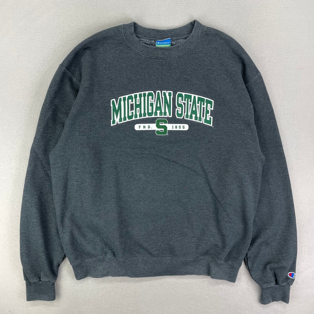 Michigan State Crewneck Sweatshirt Mens Large Grey Champion Eco Fleece Retro Y2K - Picture 2 of 8